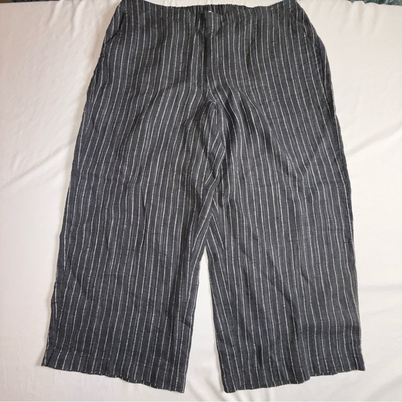 Eileen Fisher Organic Linen Crop Ankle Wide Leg Pants Women's XL Beach Strips - Picture 9 of 15